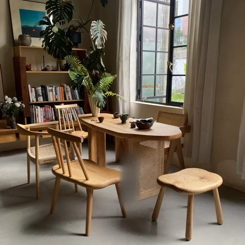 Cream log wind irregular ash tea table 159cm light color special-shaped tea table modern wabi sabi table