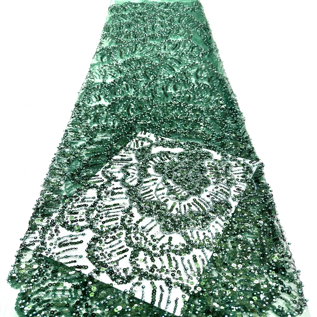 

African Sequins Beaded Groom Lace Fabric High Quality French Tulle Lace Fabric 2026 Embroidery Nigerian Lace Fabric FOR WEDDING