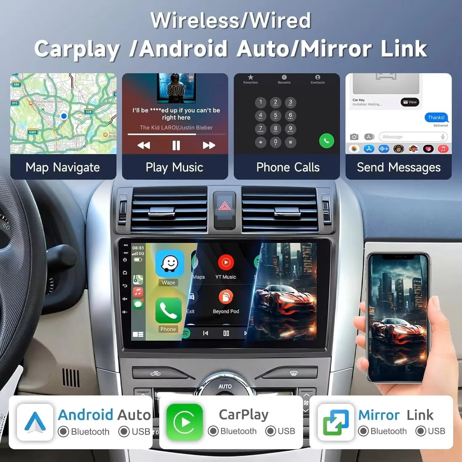 أندرويد 15 لتويوتا GR 86 ZN8 2021 - 2024 GT 86 ZN6 2012 - 2024 CarPlay Auto Video GPS الوسائط المتعددة CarRadio Navi Head Unit QLED