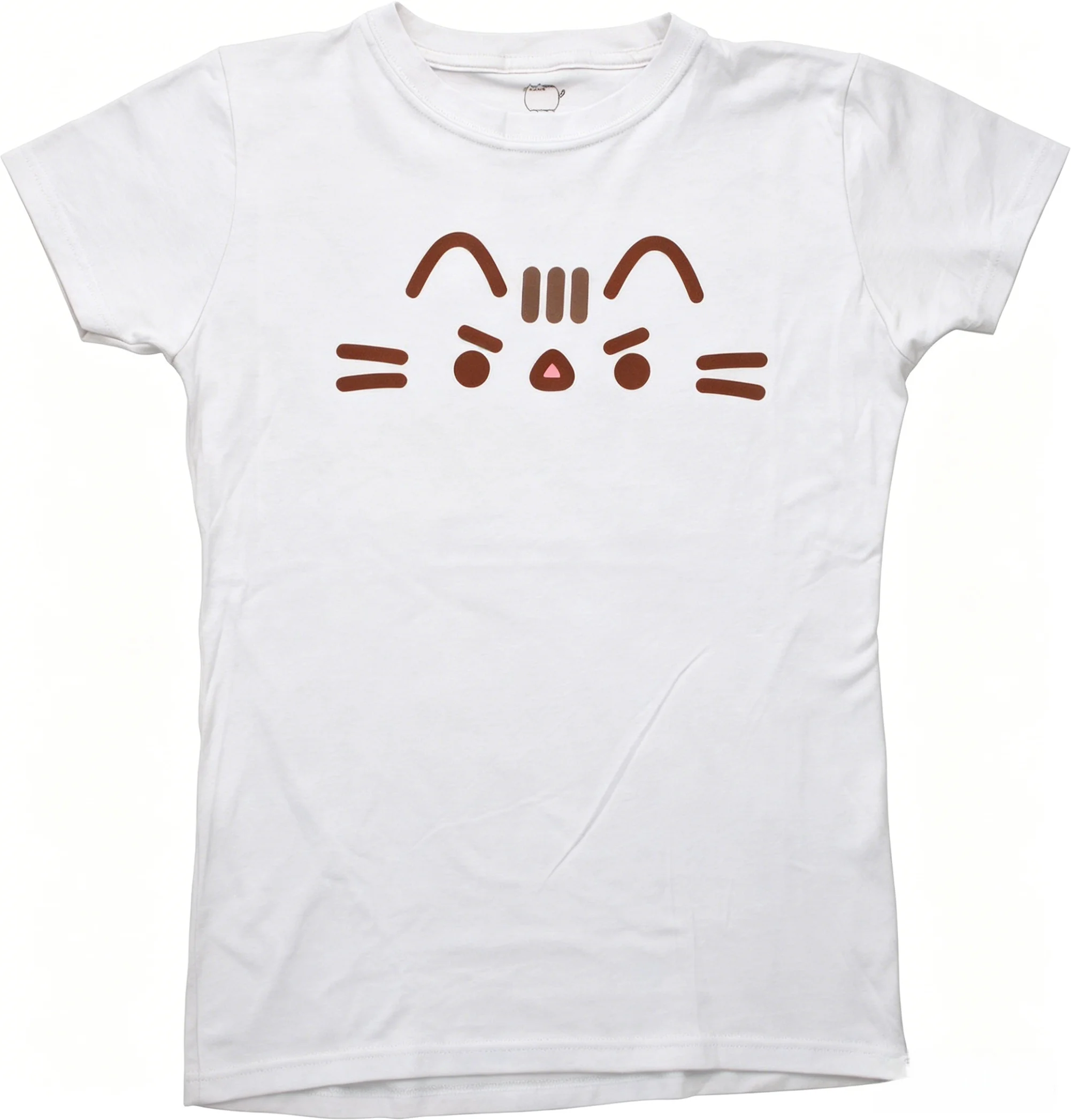 Pusheen The Cat Angry Cat Face Printed Pure Cotton T-Shirt 2026 Summer Cute Men's Women's Streetwear Large Y2k Style Clothing