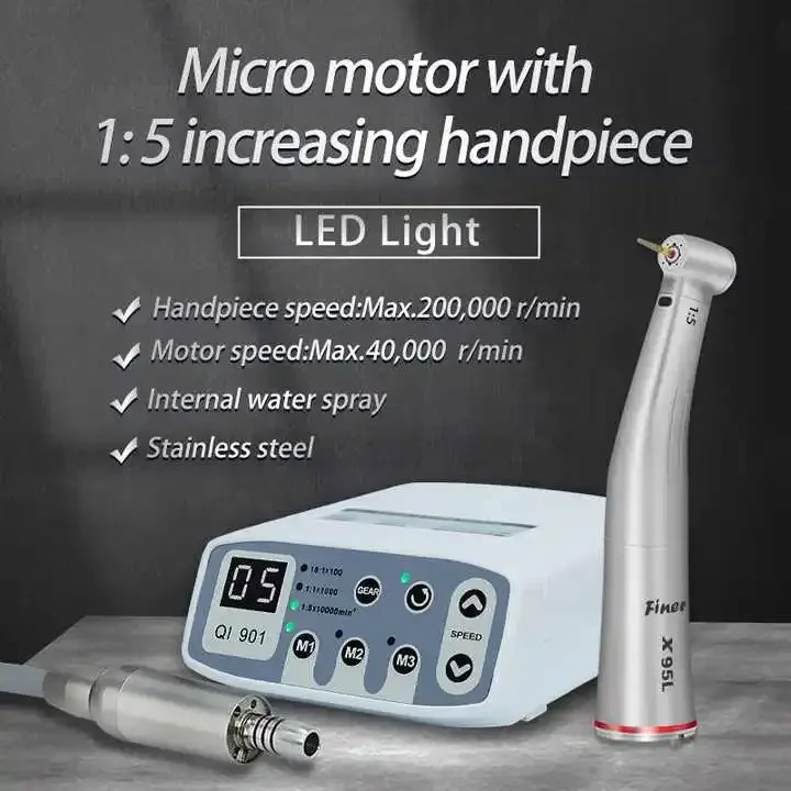 Electric slow speed motor dental with 1:5 increasing high speed handpiece dental micro motor unit