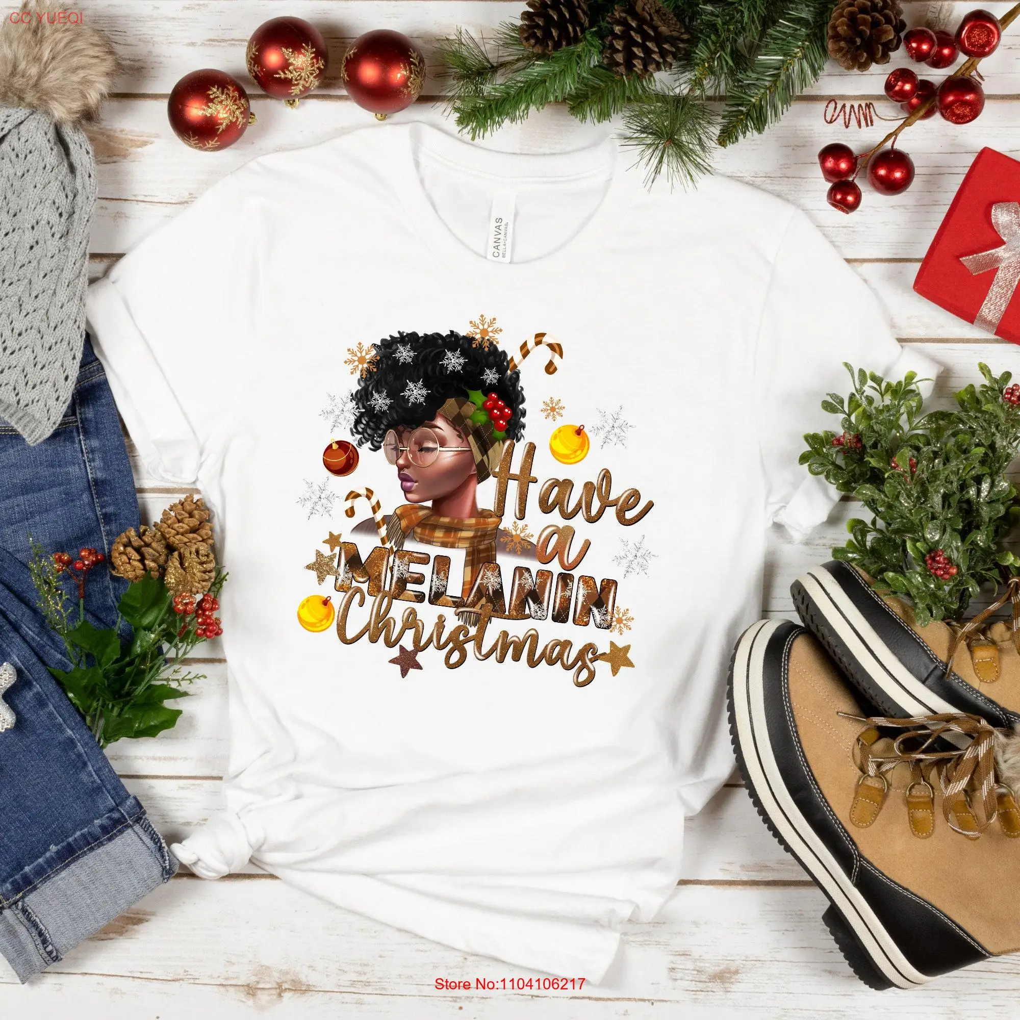 Have a Melanin Christmas T Shirt African American Black Queen Women and SweaT long or short sleeves