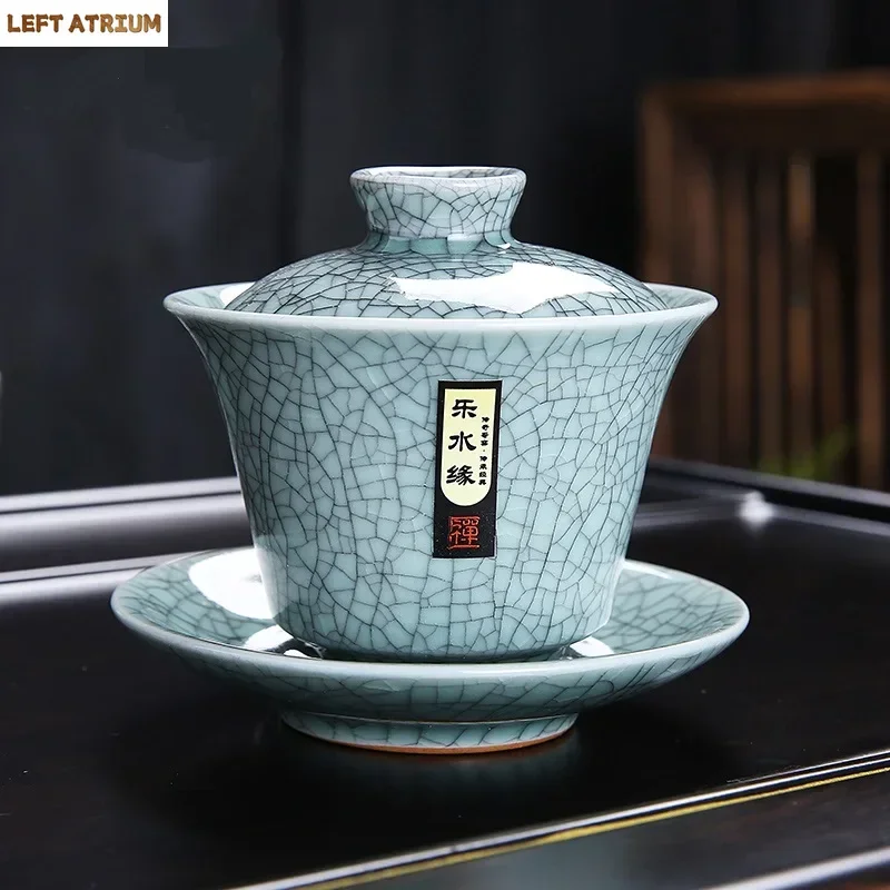 

Традиционная ледяная потрескавшаяся керамика, чайные сервизы Gaiwan, кофейный чайник, китайские чайные чашки кунг-фу, большие аксессуары для чайной посуды Gaiwan
