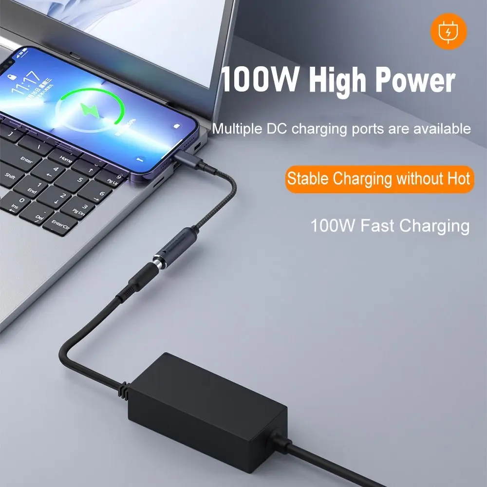 PD 100W DC to Type C Converter 5.5X2.5 7.4X0.6 Square Mouth Power Adapter Tablet 5/9/20V for Lenovo/HP/Samsung