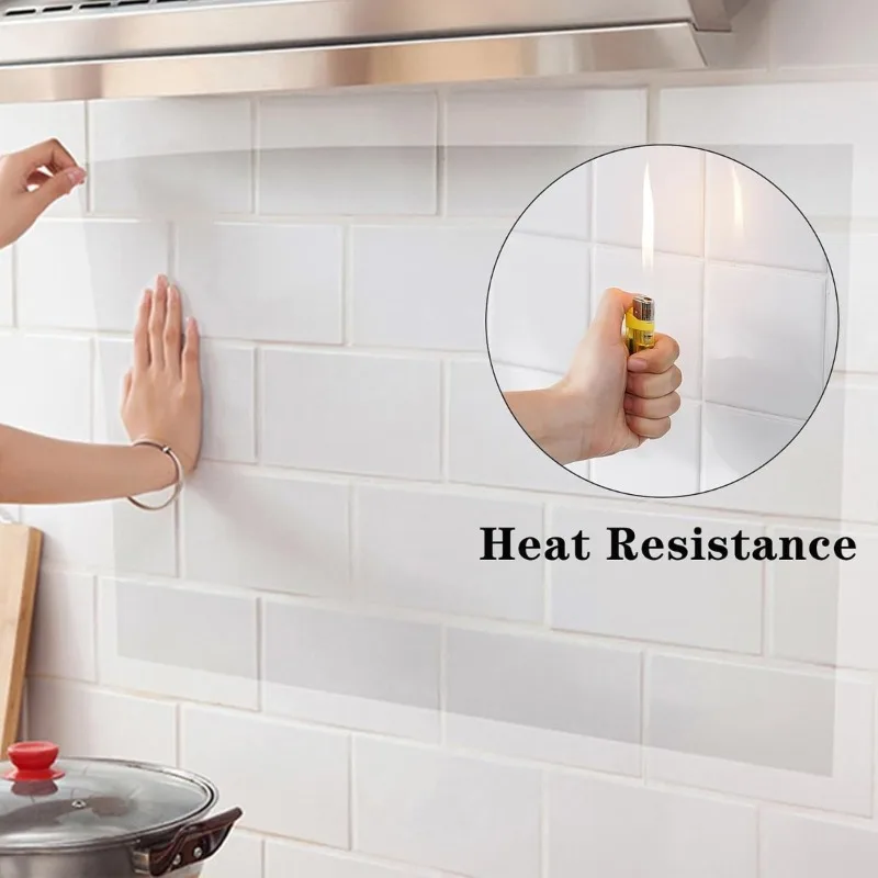 Electrostatic Adsorption Kitchen Wall Wallpaper Transparent Electrostatic Protective Film Oil Proof Wall Sticker Wall Protector