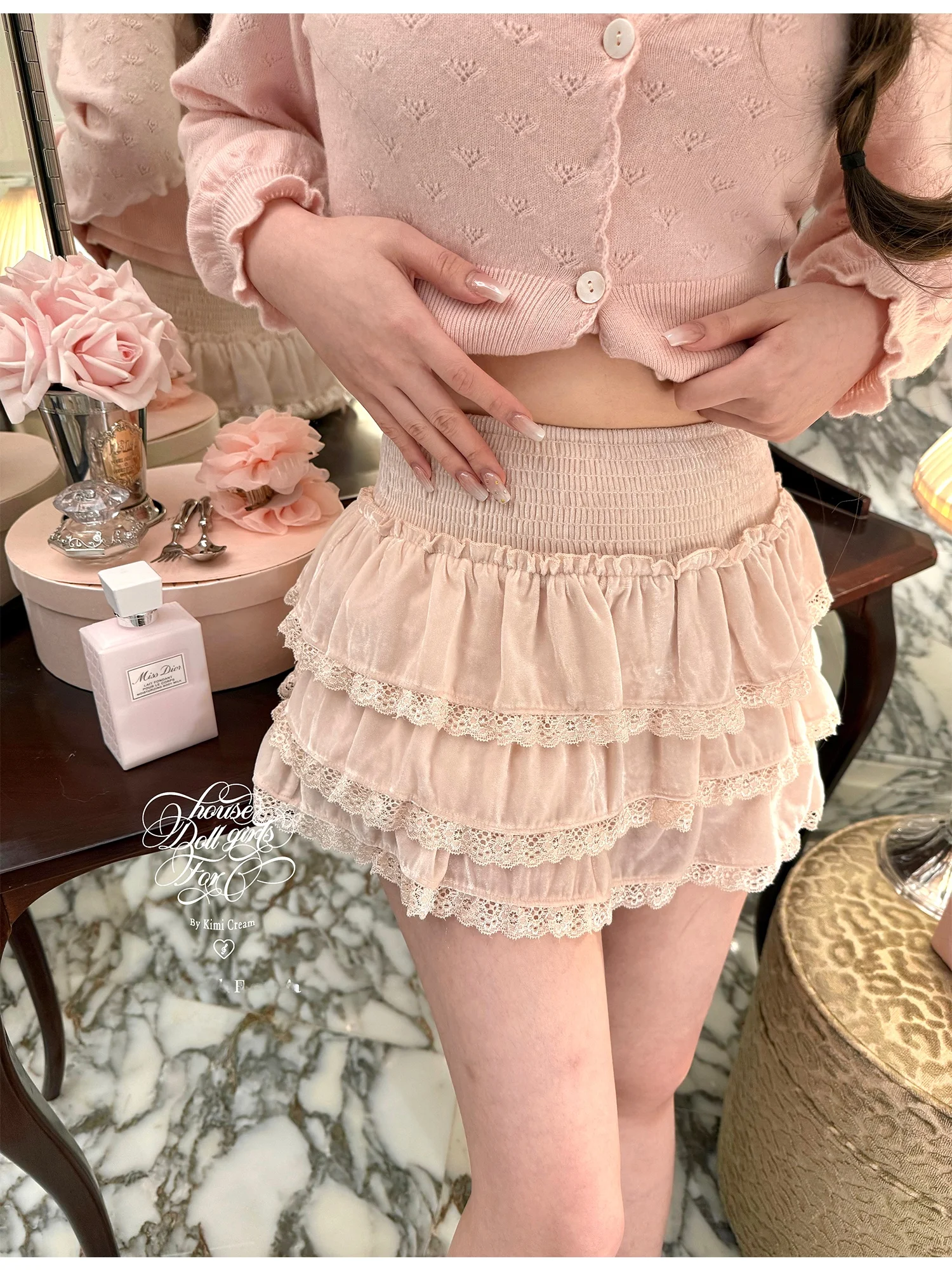 

Kimicoy Velvet Petal Layered ort Skirt Women's High Waist Cake Skirt Casual Sle Innerlined Elastic Waist No Zipper