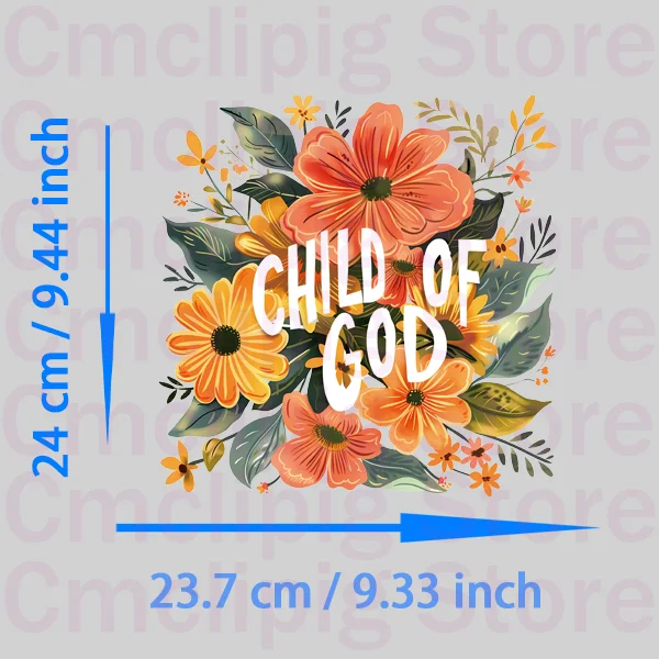 Flower fonts CHILD OF GOD Clothing thermoadhesive patches thermo-stickers stripes appliques