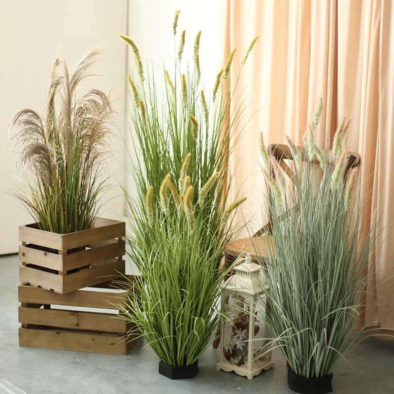 Artificial Simulation Reed Grass Floor Plant Ornaments Office Living Room Green Plant Decoration Soft Grass Mile Landscaping