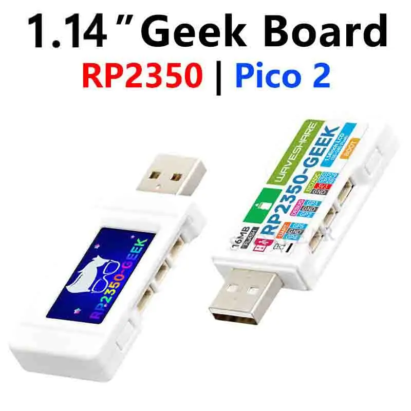Raspberry Pi Pico 2 RP2350 GEEK 1.14 بوصة 240x135 LCD 65K SWD/UART/I2C لـ OpenOCD/CMSIS-DAP