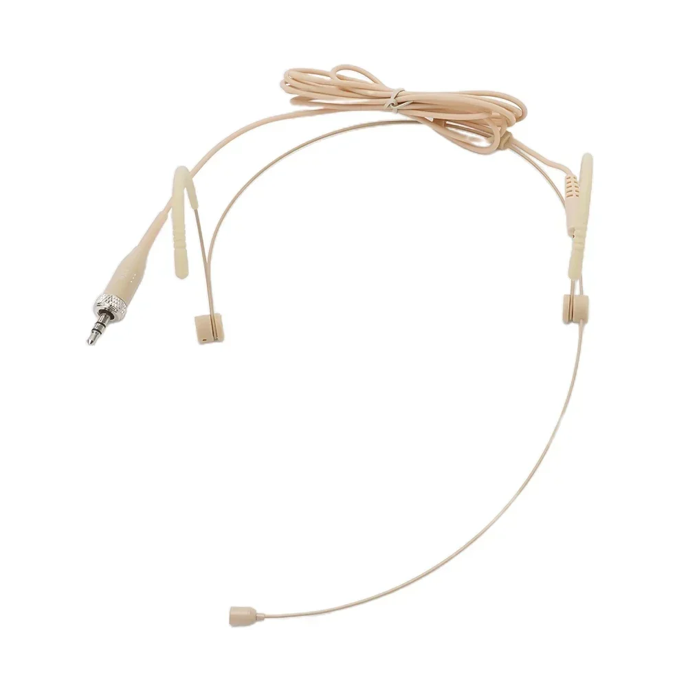 1pc Double Earhook Headset Mic Headworn Microphone For Wireless Beige 1.2m Wire Omnidirectional Condenser Cartridge