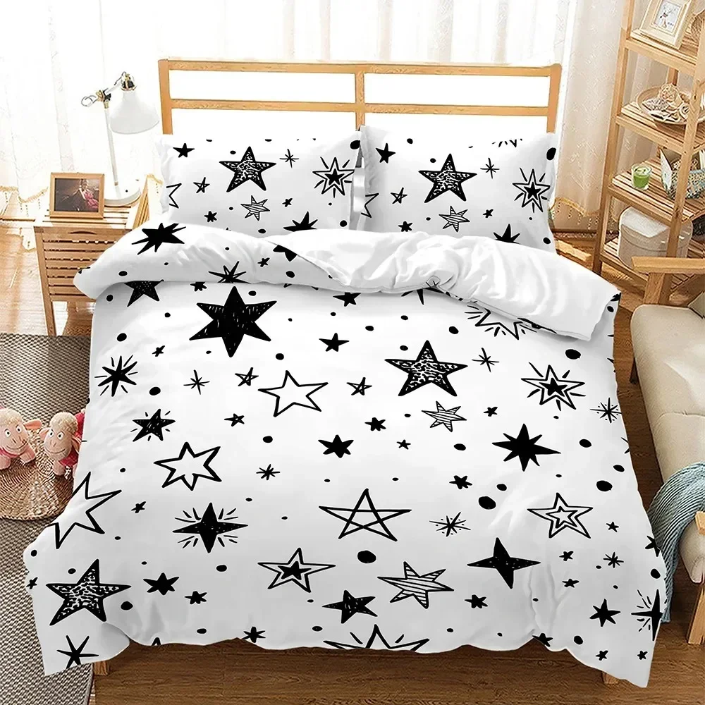 

Rainbow Color Sparkling Stars Comfortable Duvet Quilt Cover Pillowcase Bedding Set Children Bedroom Decoration Home Textile