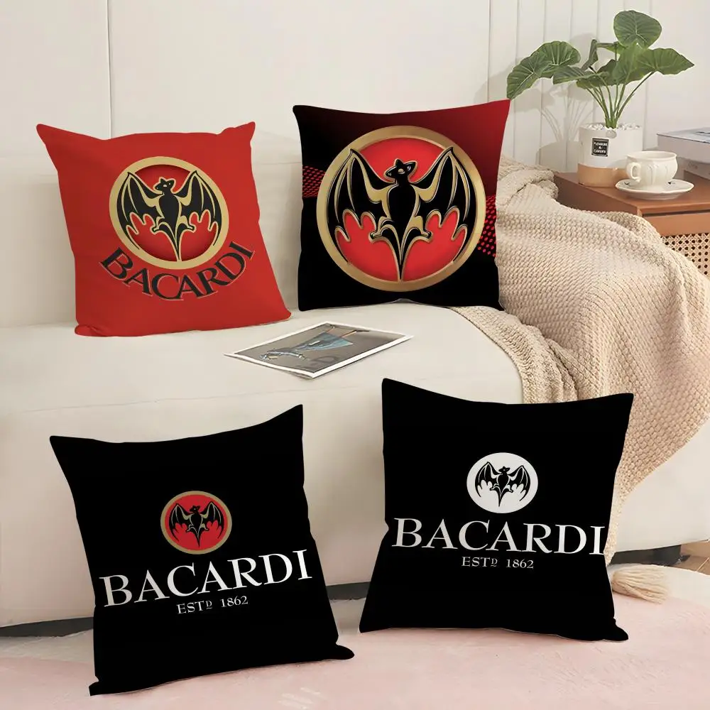 B-Bacardi logo Cushion Cover Silky Short Plush with Invisible Zipper Dustproof Sofa Pillow Cover for Home Decor