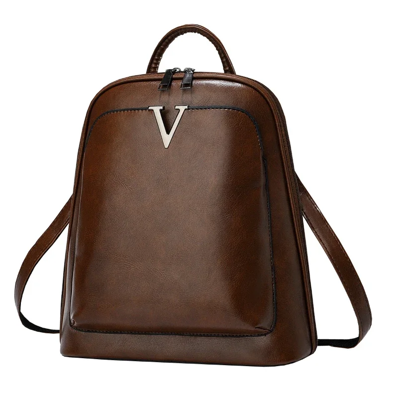 Fashionable New Large Capacity Backpack Pu Leather Computer Bag Classic Trendy Handbag Short Distance Travel Party Backpack
