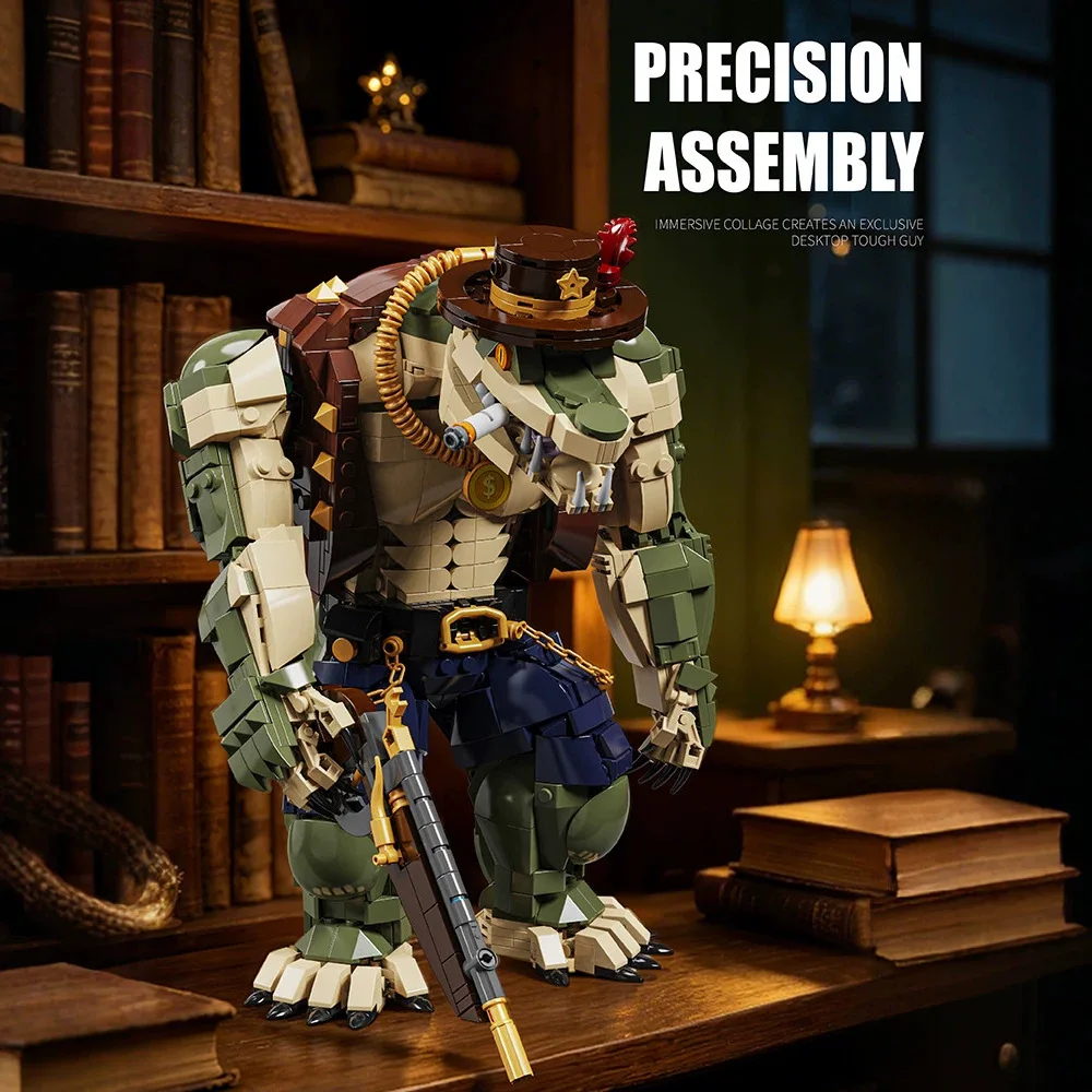 Western Crocodile Sheriff Building Block Figure Model Assembled 3D DIY Mini Bricks Toy For Kids Christmas Gift