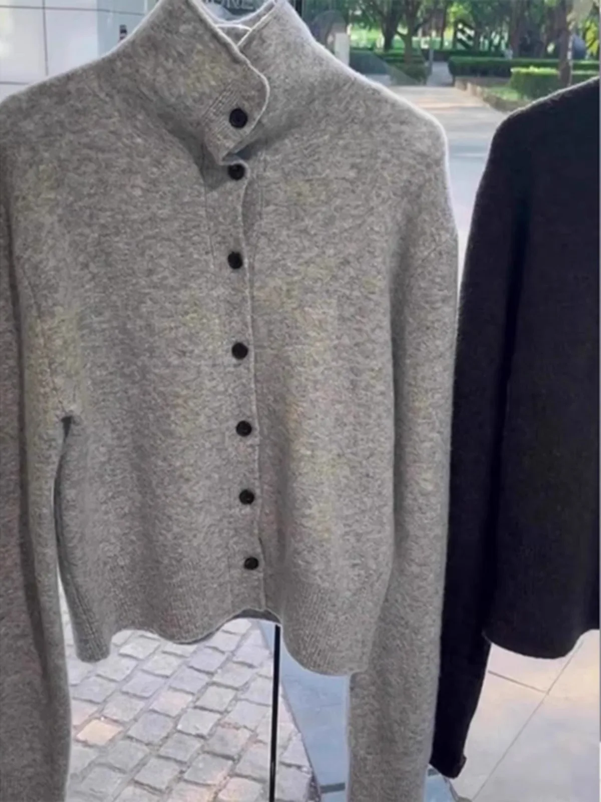 Ele ey Damenpullover mit hohem Kragen und einem Knopf, Jaet, einfache Sli-Frühlingsoberbekleidung für kleine Figuren, Anti-Aging