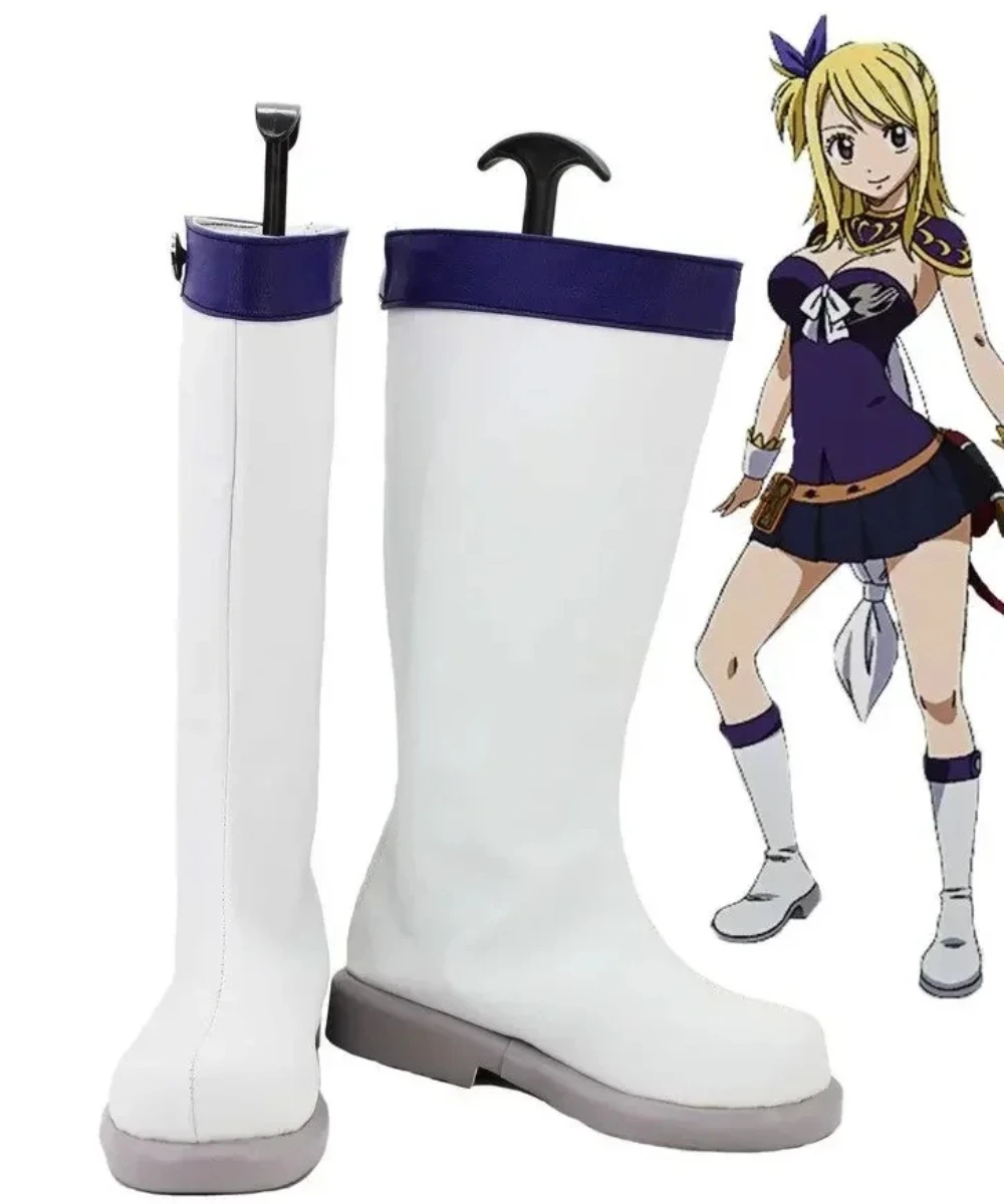 

Fairy Tail Lucy Cosplay Boots White Custom Made Handcrafted Anime Shoes Footwear