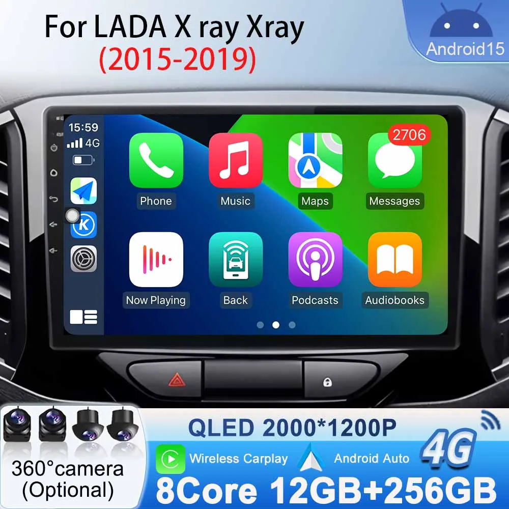

Head Unit GPS Navigation for LADA X Ray Xray 2015 2016 -2019 Android 15 Car BT Radio Stereo Carplay Auto Multimedia Video Player