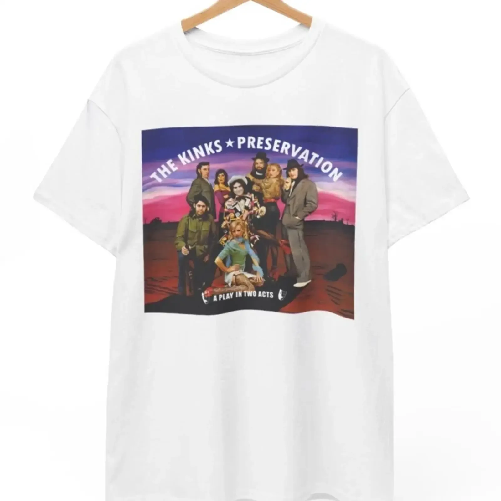 The Kinks Preservation Act 1 2 T Shirt Classic Rock Vintage Style vintage Washed Top For Everyday Wear Stretched Stylish Soft