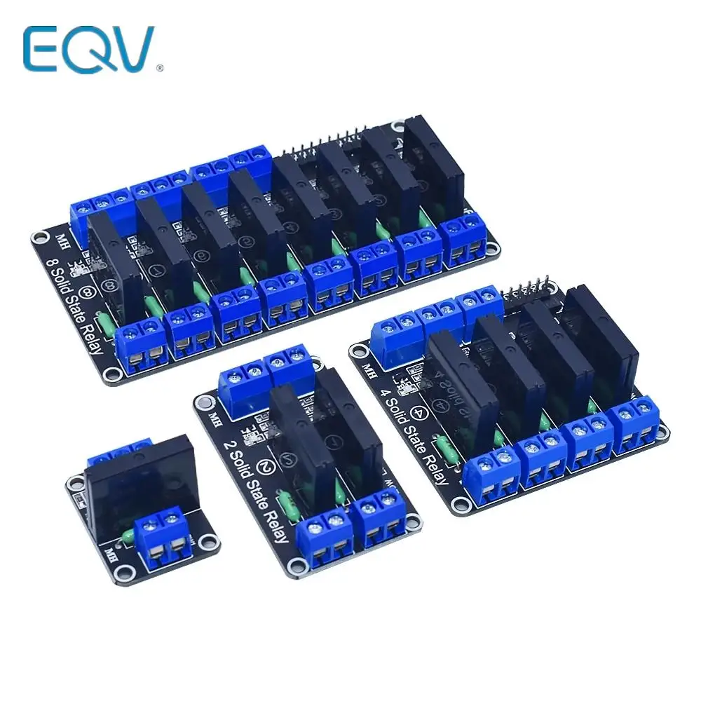 EQV 1 2 4 8 Channel 5V 12V 24V DC Relay Module Solid State High Level SSR AVR DSP G3MB-202P Relay 250V 2 for Arduino