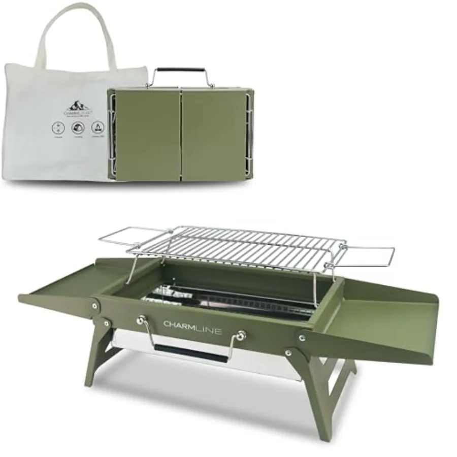 14 x 9 Inch Small Portable Charcoal BBQ Grill, Foldable Compact Camping Barbecue for 1 3 People, Ideal for Garden, Beach, Picni
