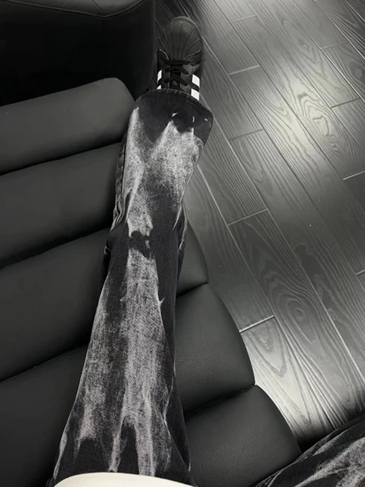 

Черные американские джинсы с эффектом потертости, мужские летние прямые брюки в уличном стиле, износостойкие, в стиле Muffin, повседневные джинсы для подростков