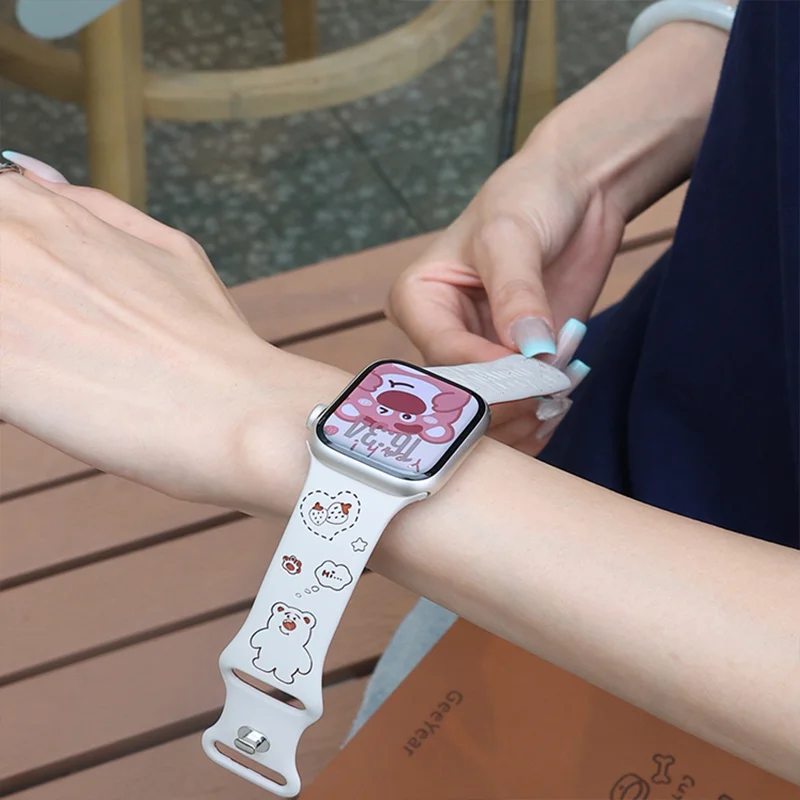 Engraved Straps For Apple Watch Band 46mm ultra 2 49mm 45mm 44mm 42mm 41mm 40mm Silicone bracelet for Series 10 9 8 7 se 3 6 5 4