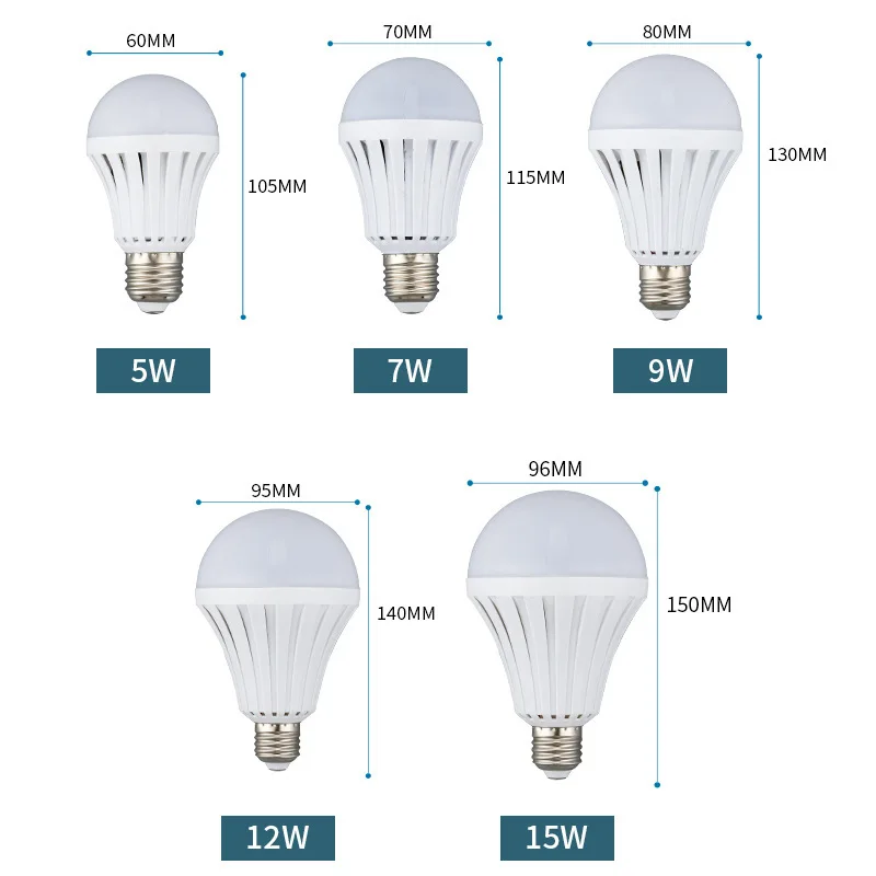 

Rechargeable Emergency Light Bulb 5-15 Watt White 5000K Battery Powered Light Bulb LED Battery Operated Light Bulb