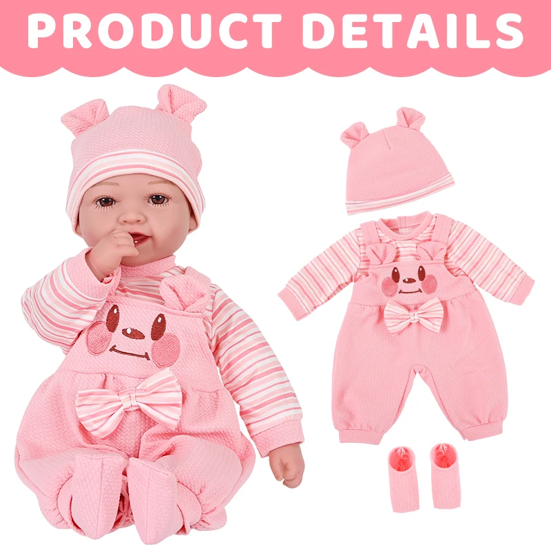 

17 inch 43.17cm Rebirth Doll Soft Body Vinyl Removable Limbs Exquisite Rebirth Doll Includes Clothes and Doll Festival Gifts