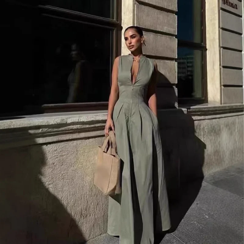 

Women Elegant O Neck Bodycon Vestidos 2025 Summer New Office Ladies Party Robes Fashion Sleeveless High Waist Zipper Maxi Dress