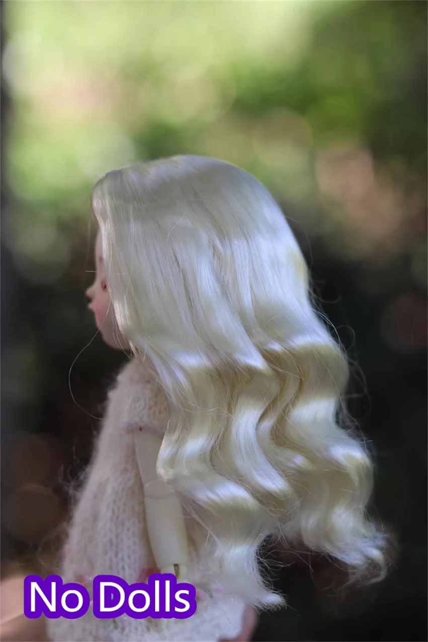 BJDドールウィッグ エレガント 1/8 ガールズ ゴールデン グレー ブラック ソフトミルクシルク ウェービー ロング カールヘア デイリー おもちゃ ギフト BJDドールアクセサリー