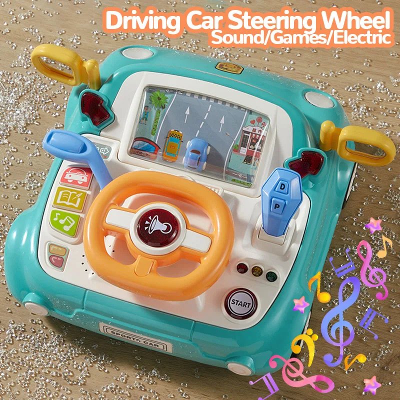 

Baby Toy Electric Simulate Driving Car Steering Wheel Stroller Driving Early Educational Toys for 0-36 Months Toddler Gift