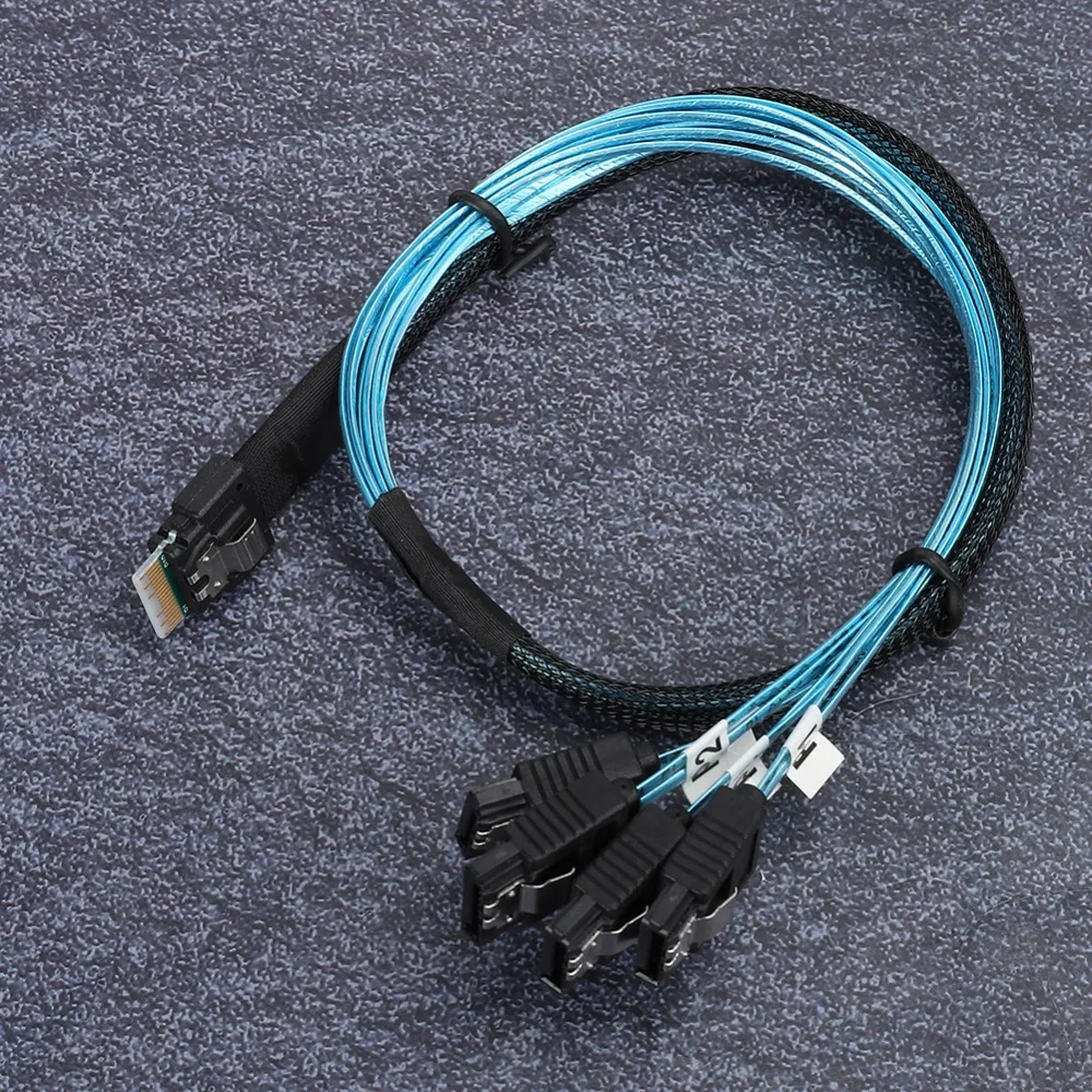 Reliable 12Gbps SFF‑8654 to 4 x Satas Cable 38p High Speed Connecting Line Internal Mini SAS Cable Computer