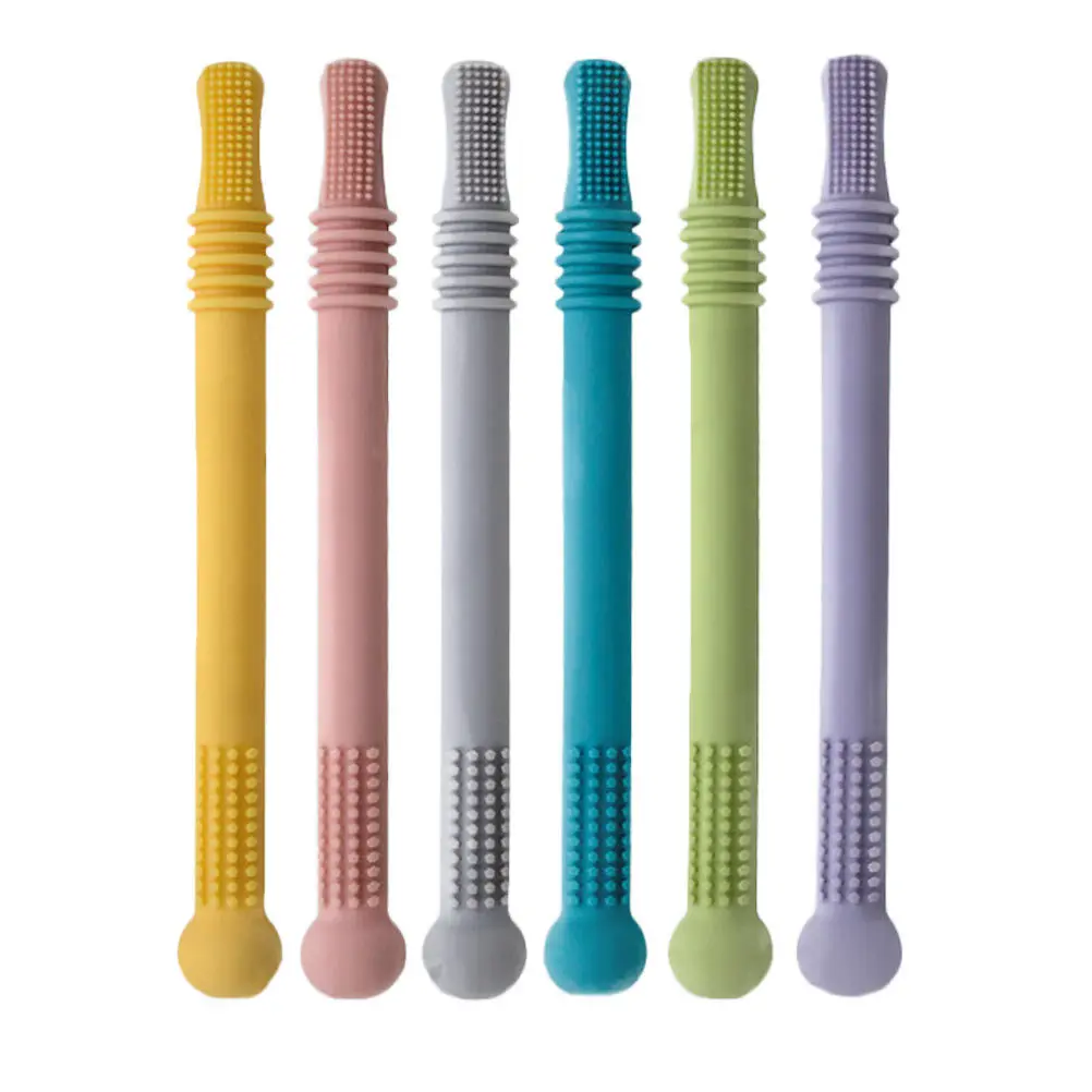 6 pçs bebê mordedor palha conjunto macio elástico molar varas para dentição infantil alívio da dor confortável aperto design brinquedos de dentição do bebê