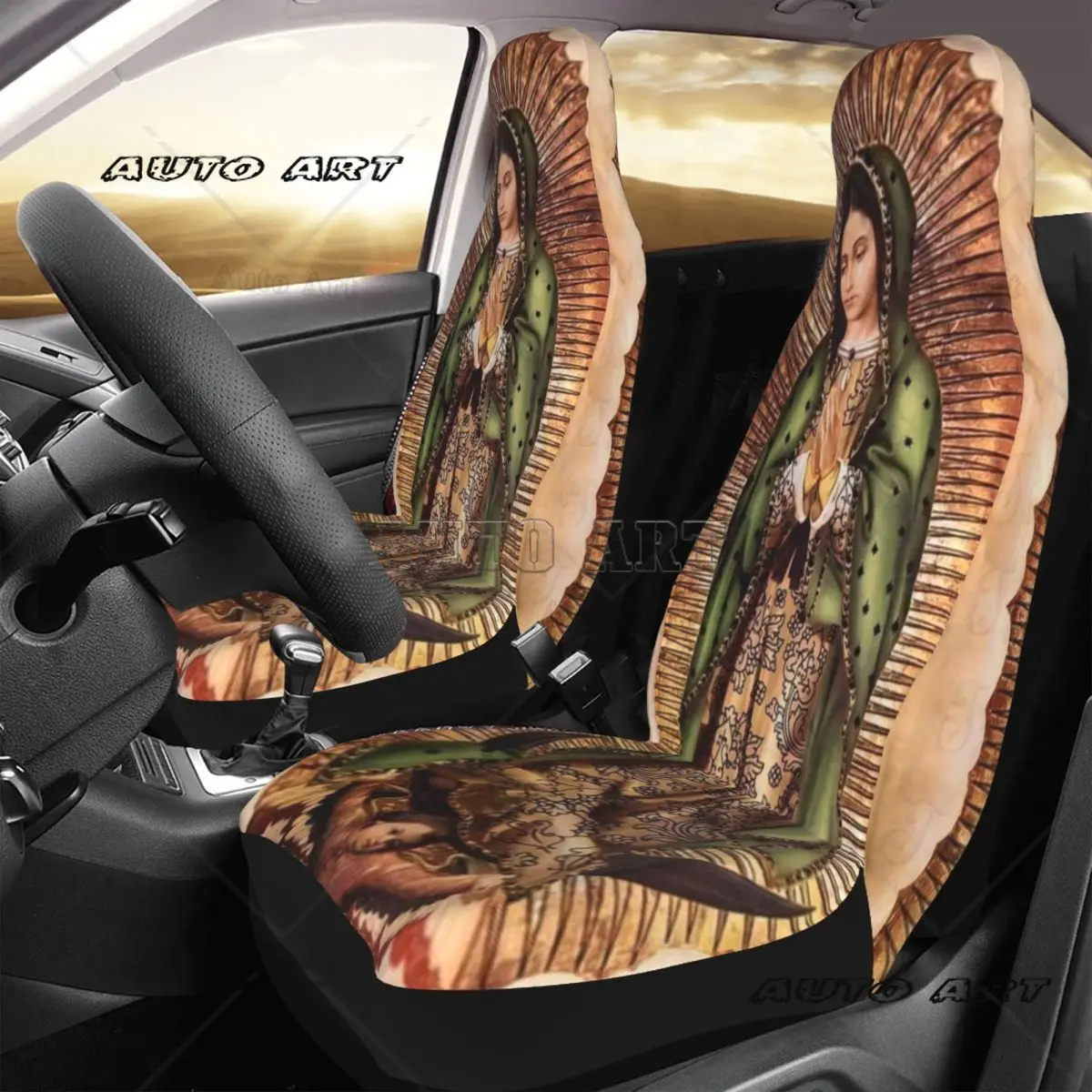 Blessed Mother Mary Car Seat Cover Custom Printing Universal Front Protector Accessories Cushion Set