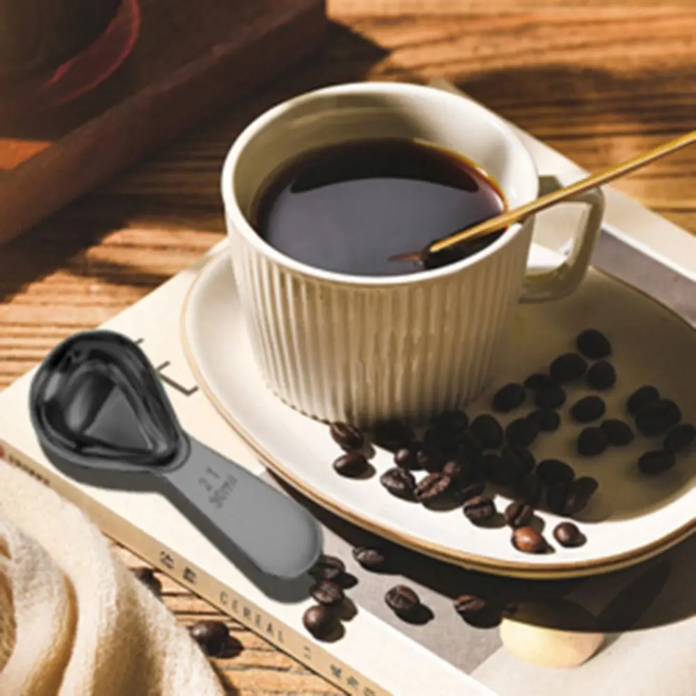 Baking Tool Short-handled Stainless Steel Coffee Scoop 15/30ml Black Measuring Spoon with Scale Graduated Spoon Kitchen