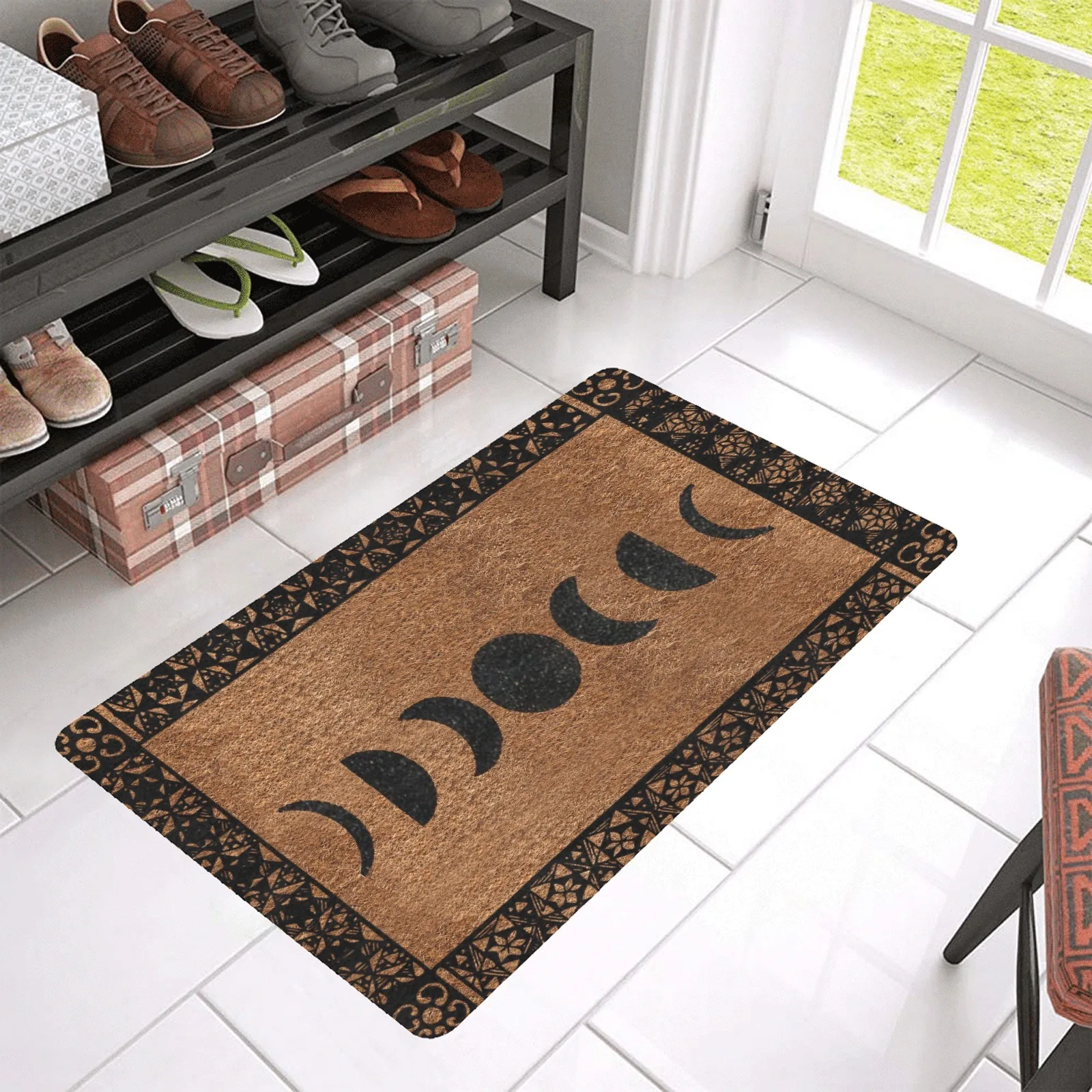 Moon Phases Astrology Gift DDoormat Rubber Bathroom Kitchen Mat Garden Garage Door Floor Mat Non-Slip Carpet Entrance Rug
