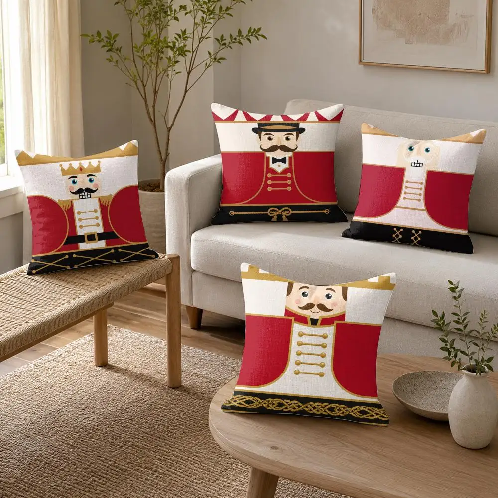 Royal Soldier Look Cushion Cover Soft Plush Throw Pillow Cushion Cover｜Double-Sided Printed Pillow Case for Sofa Home Decor