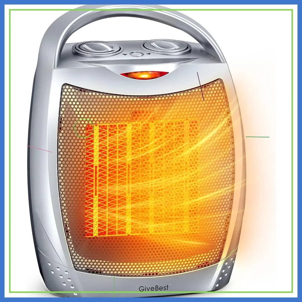 

Портативный керамический обогреватель с термостатом, 1500 Вт/750 Вт, бесшумный вентилятор для офисного стола, для использования в помещении, серебристый