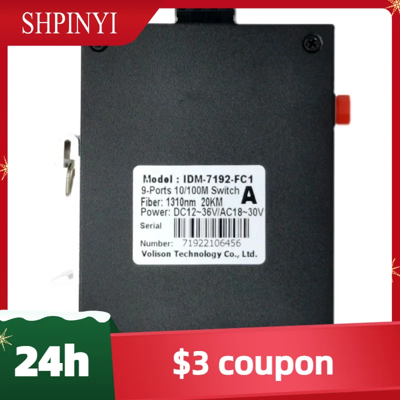 IDM-7192-FC1 DIN Rail 9-Port Industrial 100M Ethernet Switch 1 Optical 8 Electrical Fiber Transceiver