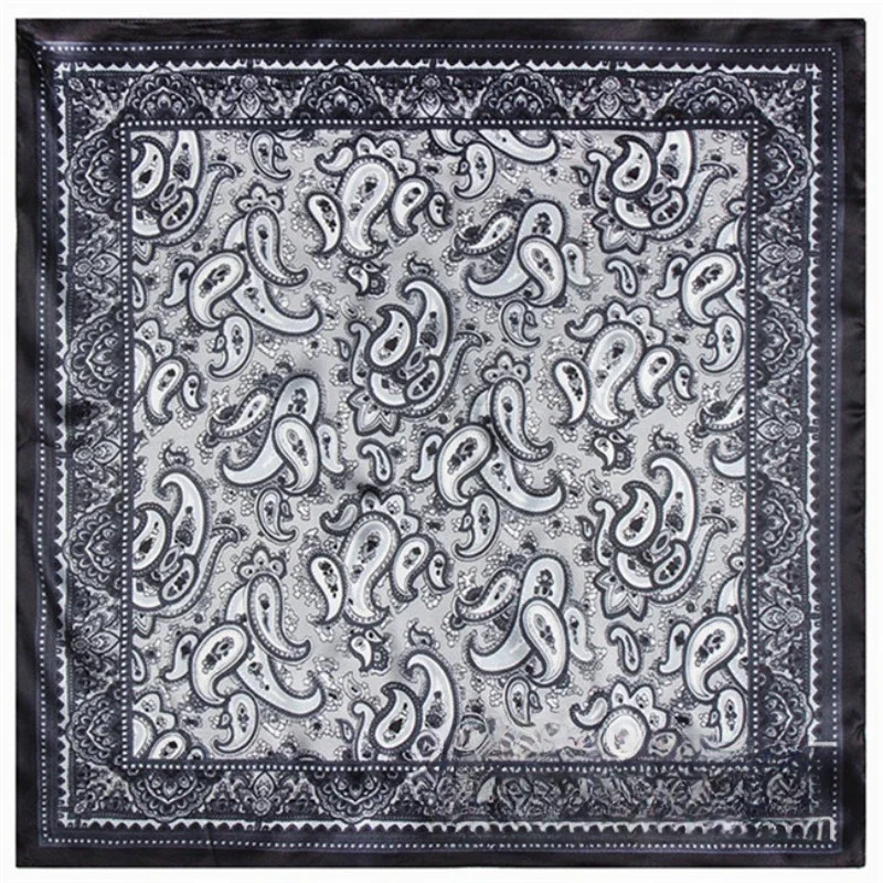 Men Silk Scarf 60cm Bohemian Retro Style Cashew Neutral Unisex Small Silk Scarf Square Scarf