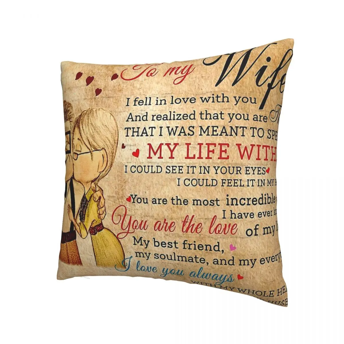 Carl And Ellie To My Wife I Love You Always With My Whole Heart Pillowcase Backpack For Bedroom Throw Pillow Case Decorative