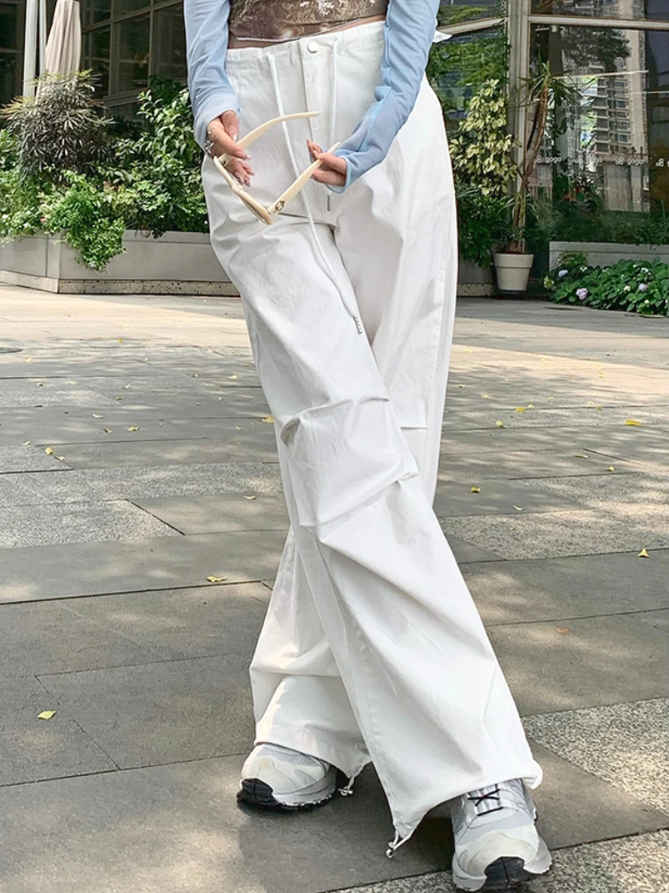 Summer White Fashion Cargo Pants Women Strappy Korean Style Casual Baggy Pants Female High Waist Designer Elegant Pants 2023 New