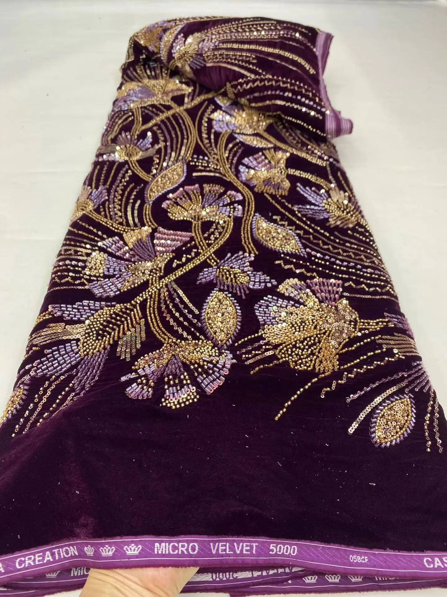 

2026African Nigerian Tulle Lace Fabric with Sequins Embroidery, Sewing Guipure, Velvet Prom Dresses, High Quality, 5Yards DP0499