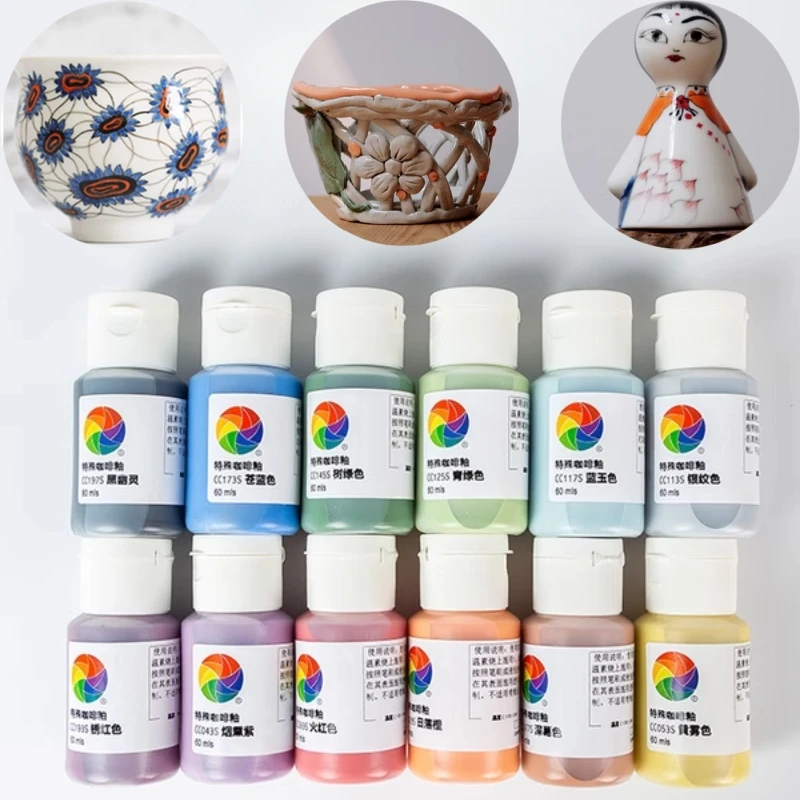 

24-цветные пигменты с тяжелой глазурью, подглазурные бессвинцовые керамические пигменты, набор пигментов для рисования керамической глазурью средней температуры