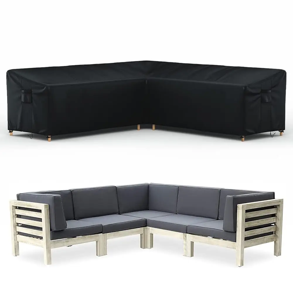

Outdoor Furniture Cover Waterproof, V Shaped Patio Furniture Covers, 89""X89"" Waterproof Patio De Lawn Outdoor Couch Covers