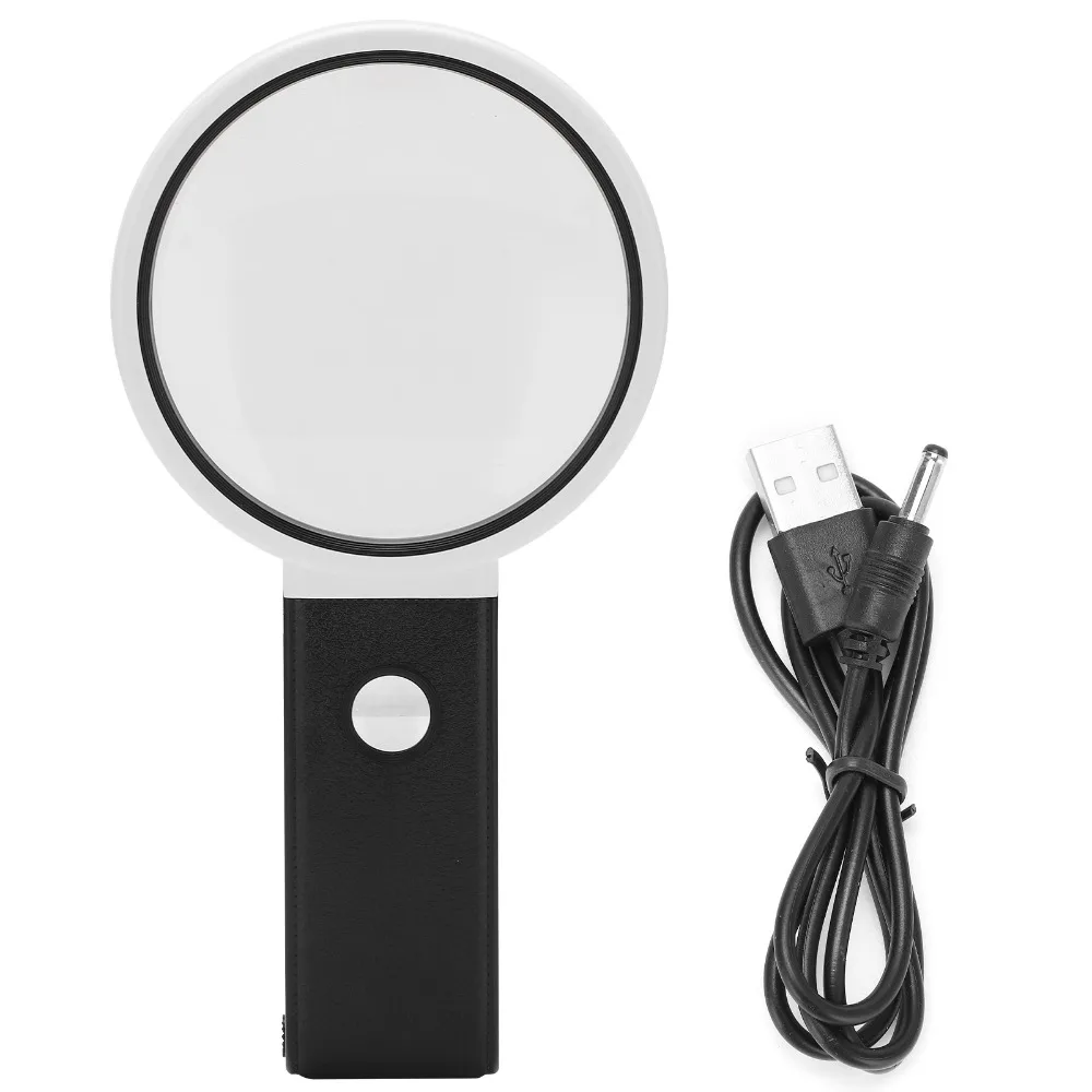 3.5X 25X Magnification Folding Magnifying Glass LED Light Folding Design Handheld Magnifier White