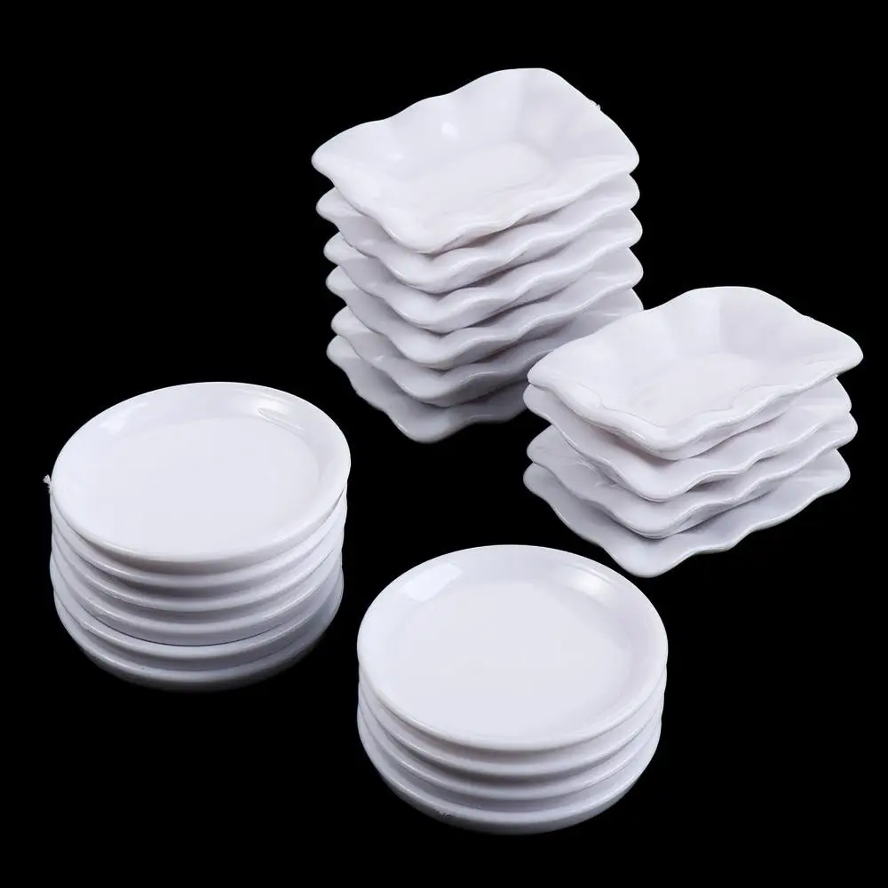 Tableware Doll House Trays Decor Toys Food Plates Simulation Miniature Dish White Plastic Mini Food Dishes Kids Toys