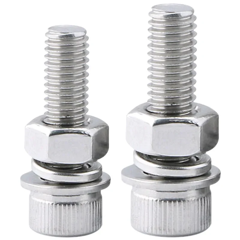 Hex Socket Head Cap Screw Nuts with Washers Sets M2 M2.5 M3 M4 M5 M6 M8 M10 M12 Stainless Steel Allen Head Bolts and Nuts Kits