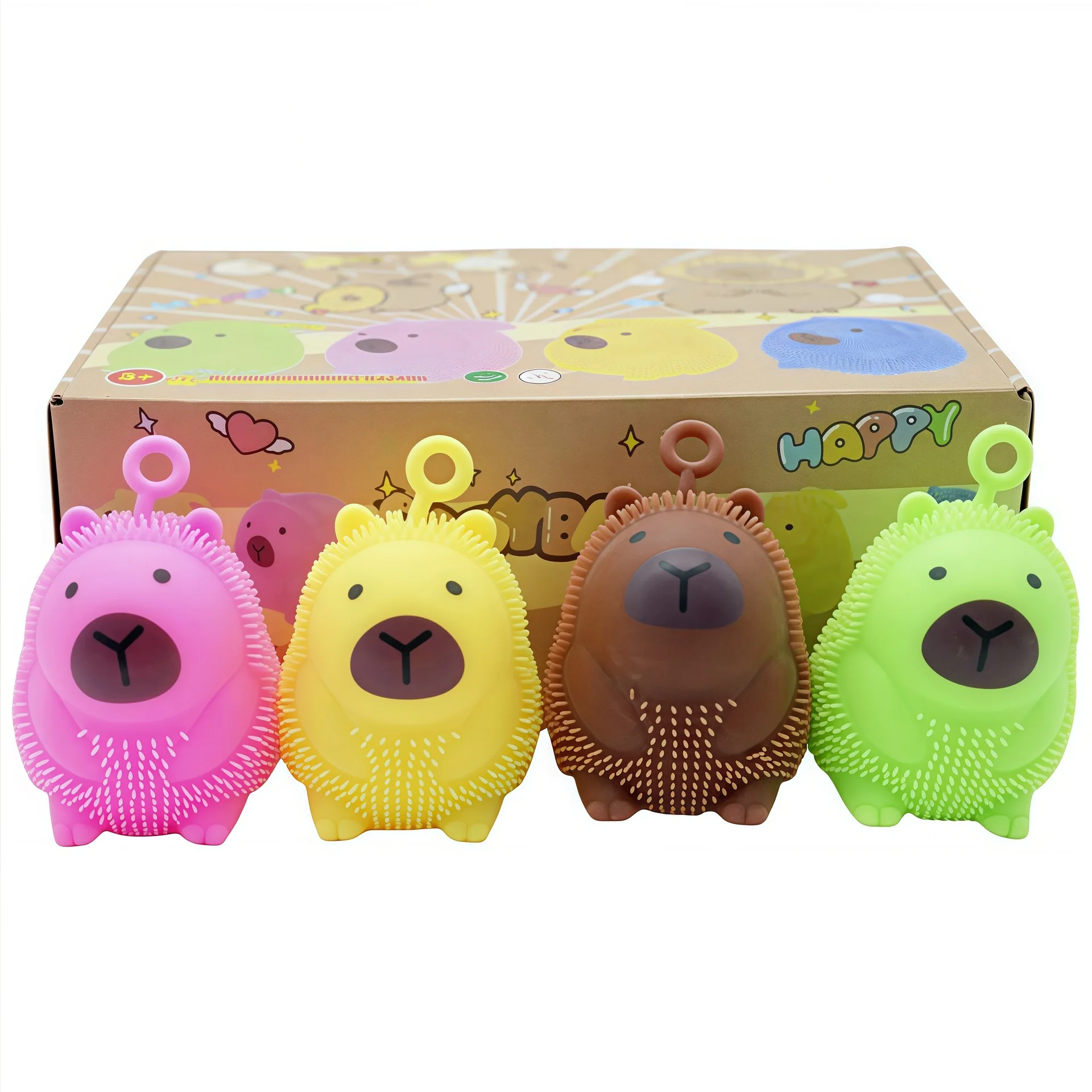 الكرتون كابيبارا ضغط الكرة قرصة مضحك لطيف الحيوان شائك الكرة متوهجة الحسية اسفنجي تململ الإجهاد الإغاثة مضحك الهدايا