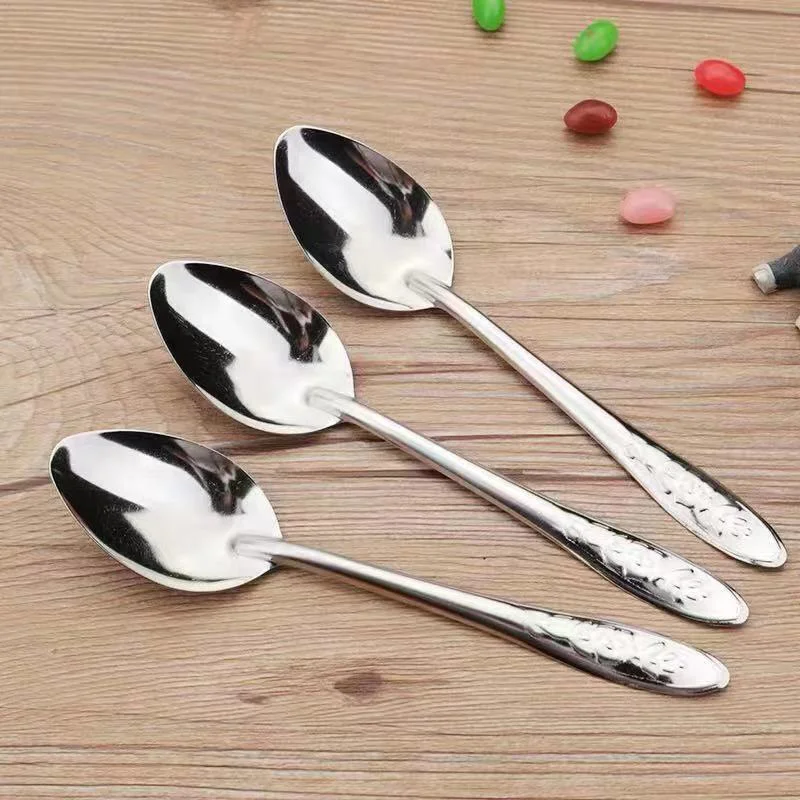 Outdoor 10Pcs Stainless Steel Spoon Ramen Noodles Tablespoons Scoop Rice Salad Stirring Scoop Camping Tableware Cooking Utensils